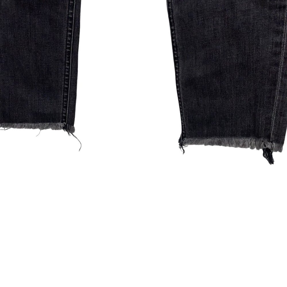 Express Size Zero Black Denim Jeans Mom Super High Rise Raw Hem - Picture 6 of 6